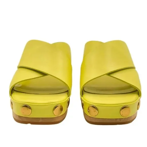 Charlotte Stone Amos Studded Platform Clog Sandals Chartreuse Yellow Size 7 - Picture 7 of 12